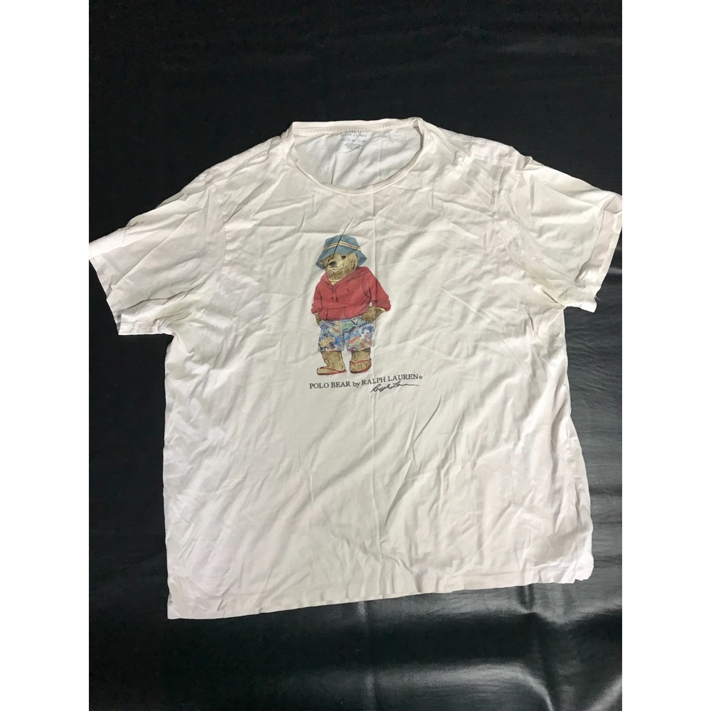 Polo Bear Ralph Lauren TShirt Summer Bucket Hat White Mens XXL Vintage